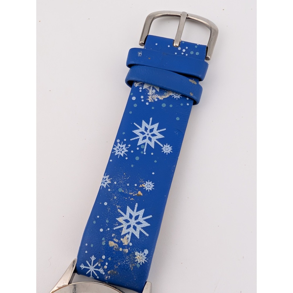 Avon 2010 Happy Holidays Snowflake Strap Watch 32mm Case Blue Band- New Battery - Picture 2 of 6
